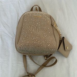 🎉✨🌟⚜️Steve Madden BGemma Mini Backpack Gold/Blush with Rhinestones⚜️🌟✨🎉